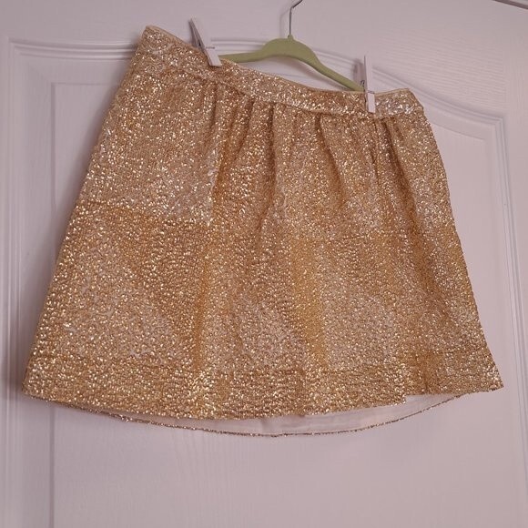 H&M Gold Glitter Metallic Party Sequin Mini Skirt - Picture 2 of 5